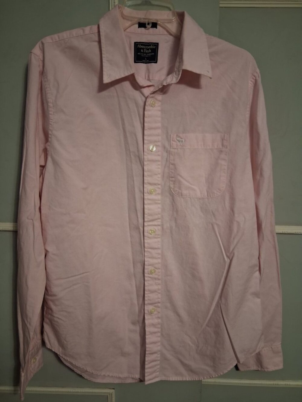 Abercrombie & Fitch Button Down Shirt L Slim Fit Pink Cotton